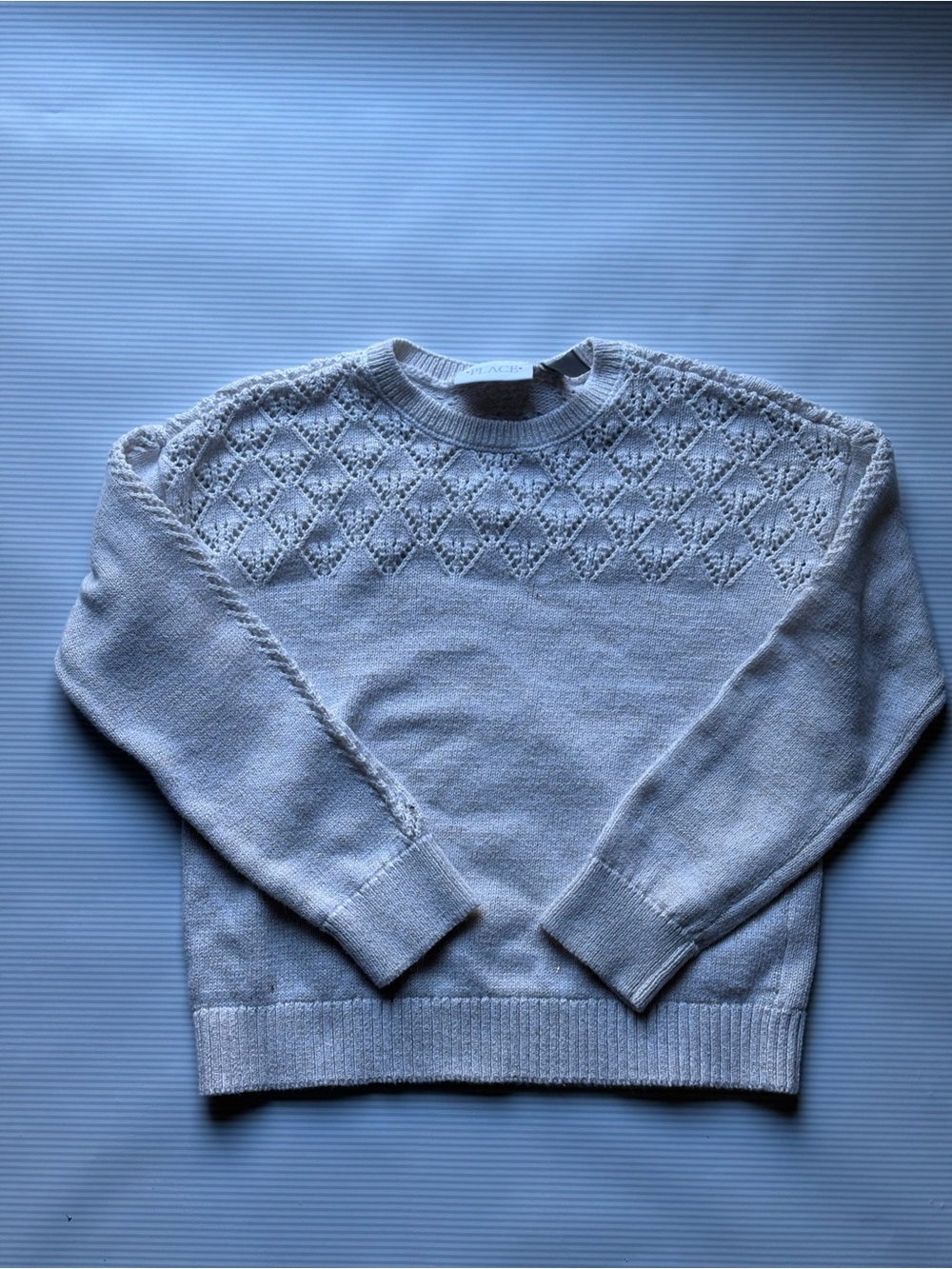 The Children's Place Girls Long Sleeve Pointelle Ruffle Sweater Gray Size 7/8